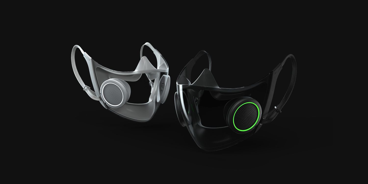 Razer Project Hazel smart mask in white and black