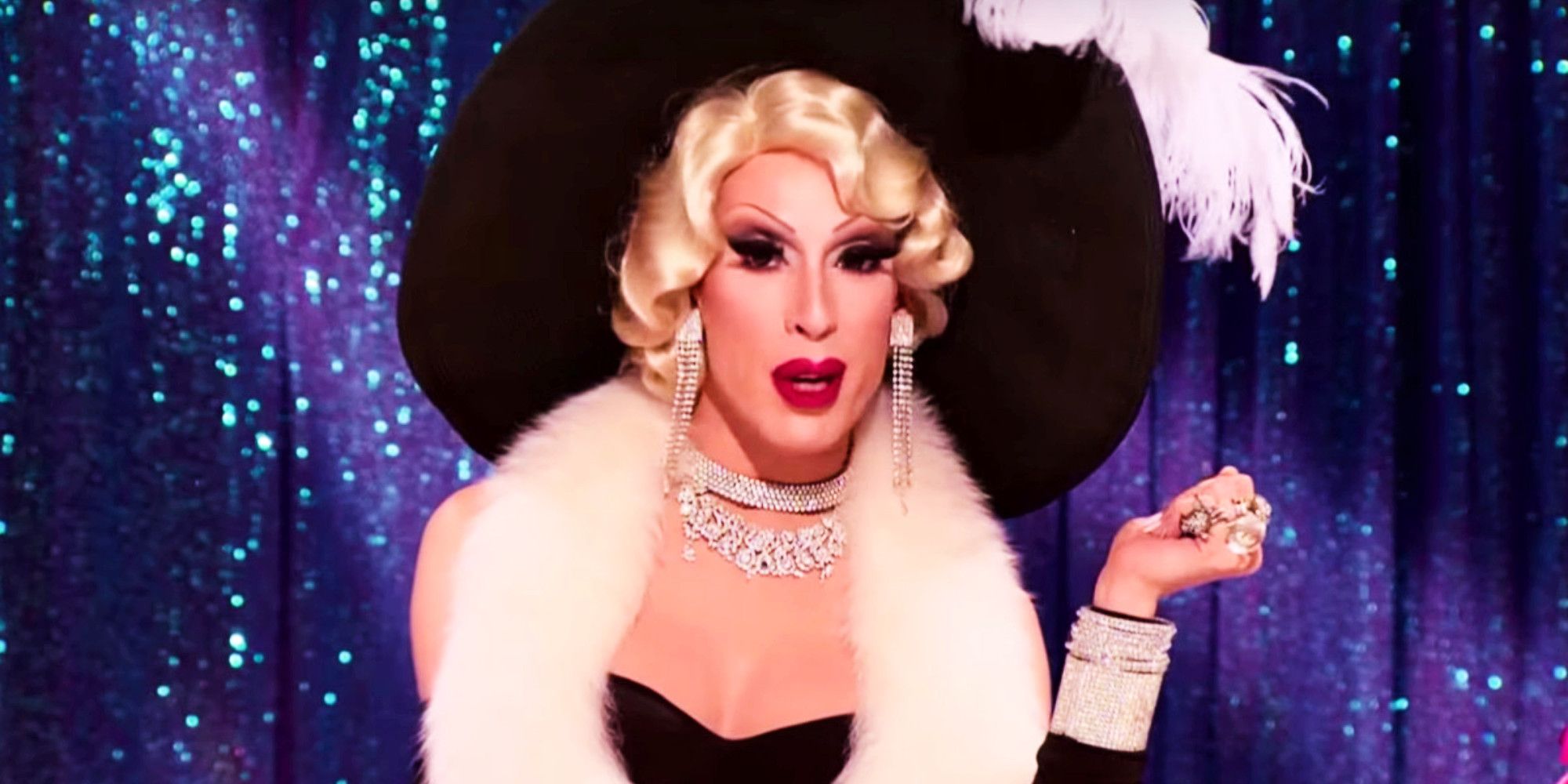 Drag queen Alaska portrays Mae West during the Snatch Game on RuPaul's Drag Race.