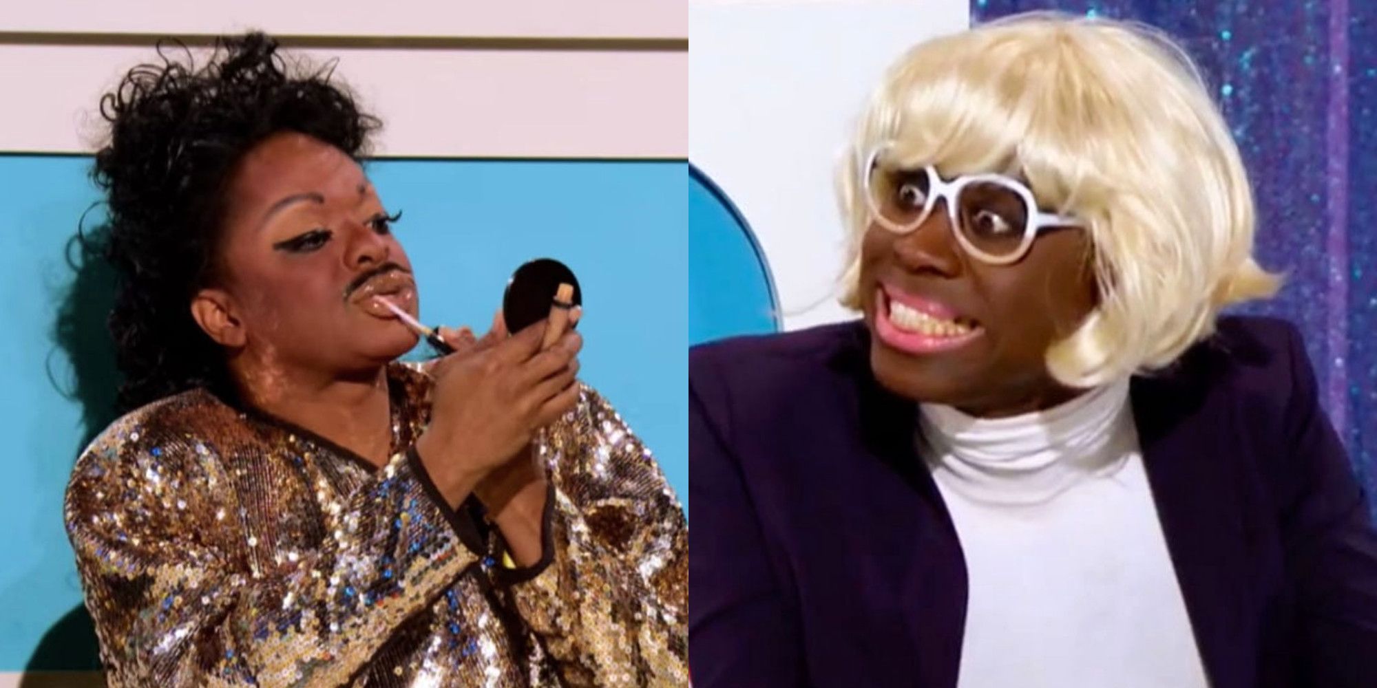 Drag queens Kennedy Davenport and Bob the Drag Queen portray Little Richard and Carol Channing in the Snatch Game on RuPaul's Drag Race
