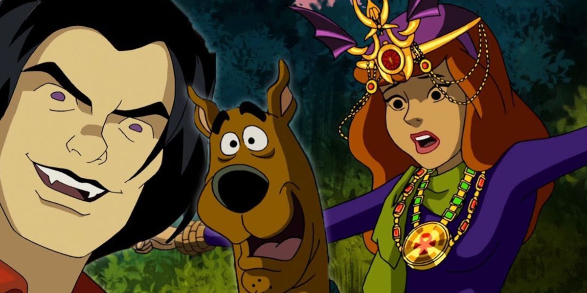 The vampire, Scooby, and Daphne in Scooby Doo and the Music of the Vampire