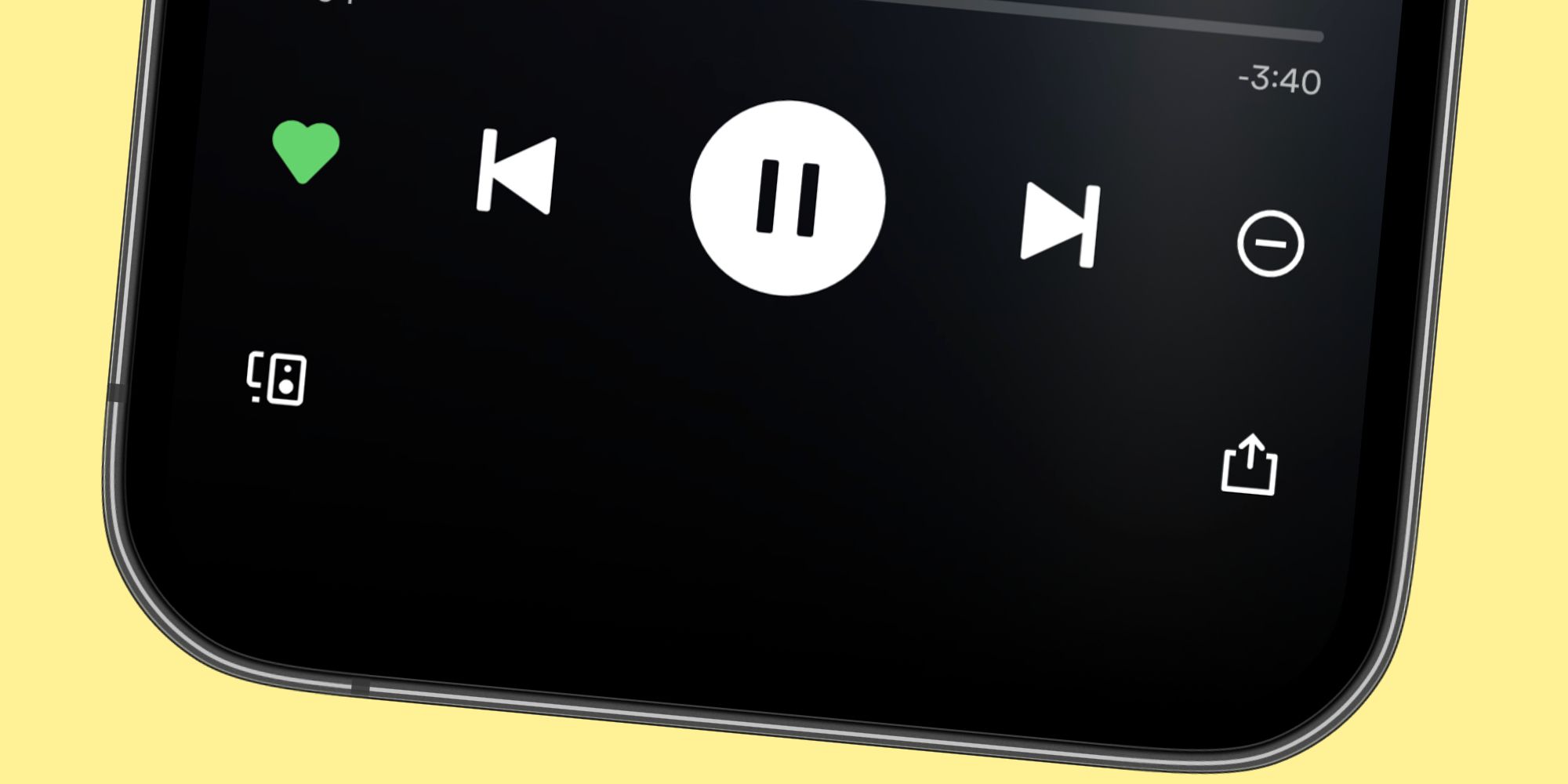 Spotify's 'dislike' button on the app for a Spotify Free user