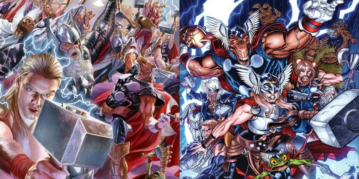 A Thor Corps criada por Doctor Doom a partir de todos os Thor do Multiverso