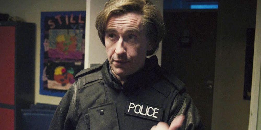 Alan Partridge wears a police outfit in Alan Partridge: Alpha Papa.