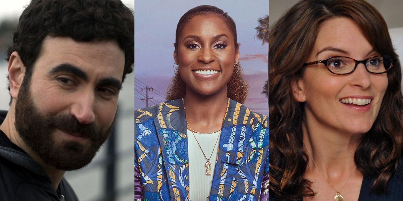 Brett Goldstein, Tina Fey, and Issa Rae in three side by side images.