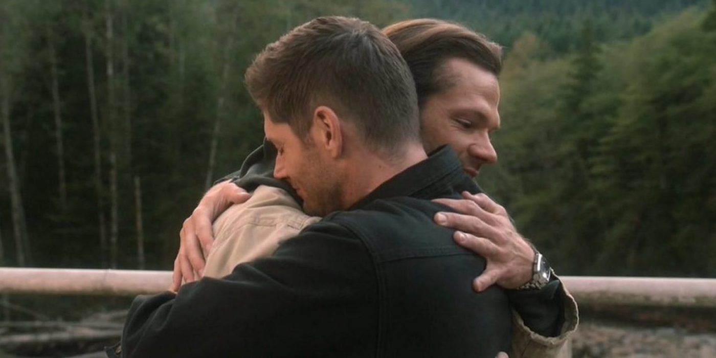 Dean and Sam hug in Supernatural