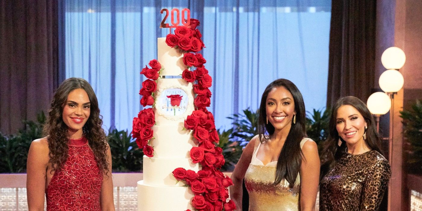 Michelle Young, Tayshia Adams, and Kaitlyn Bristowe at the 200-episode celebration of The Bachelorette