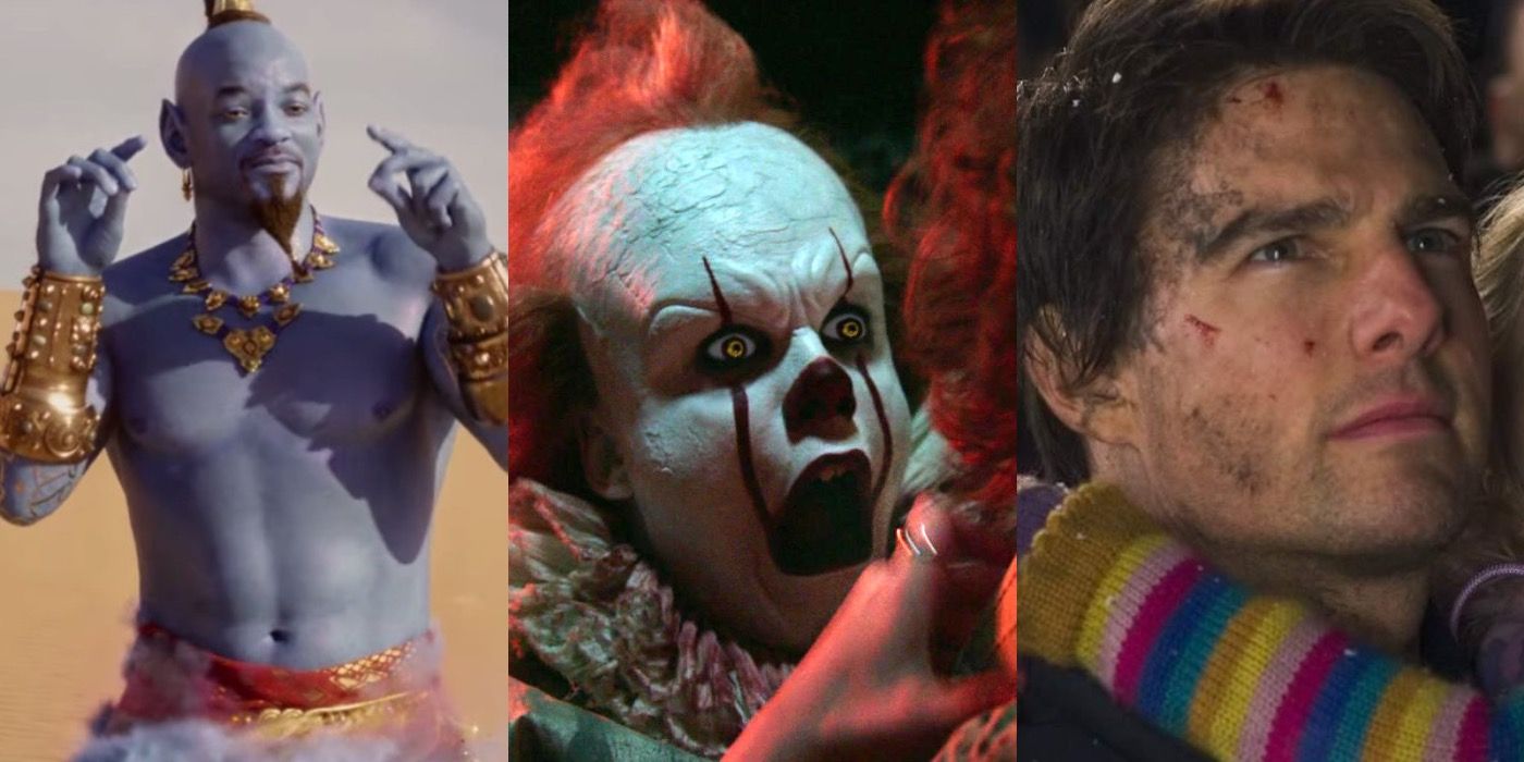 Split image of Genie in Aladdin, Pennywise in It, and Ray in War of the Worlds