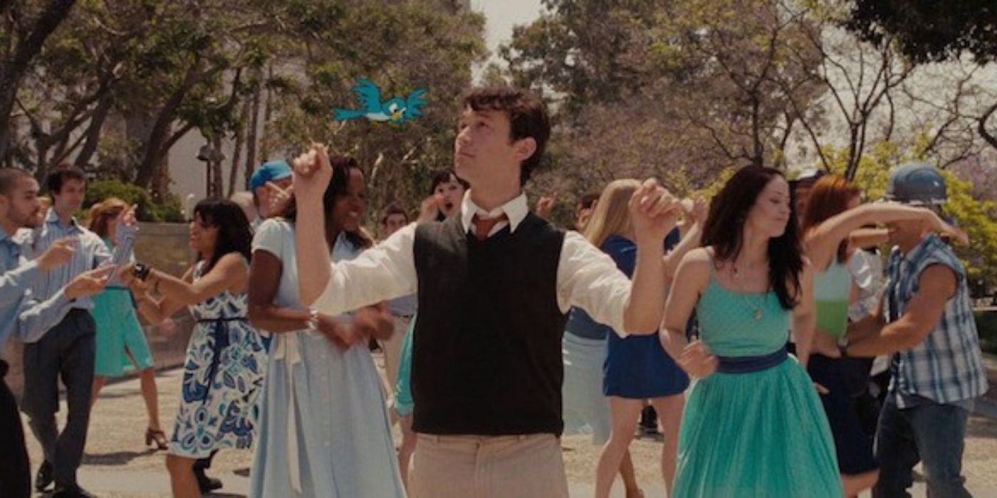 Tom dances in the park in 500 Days of Summer