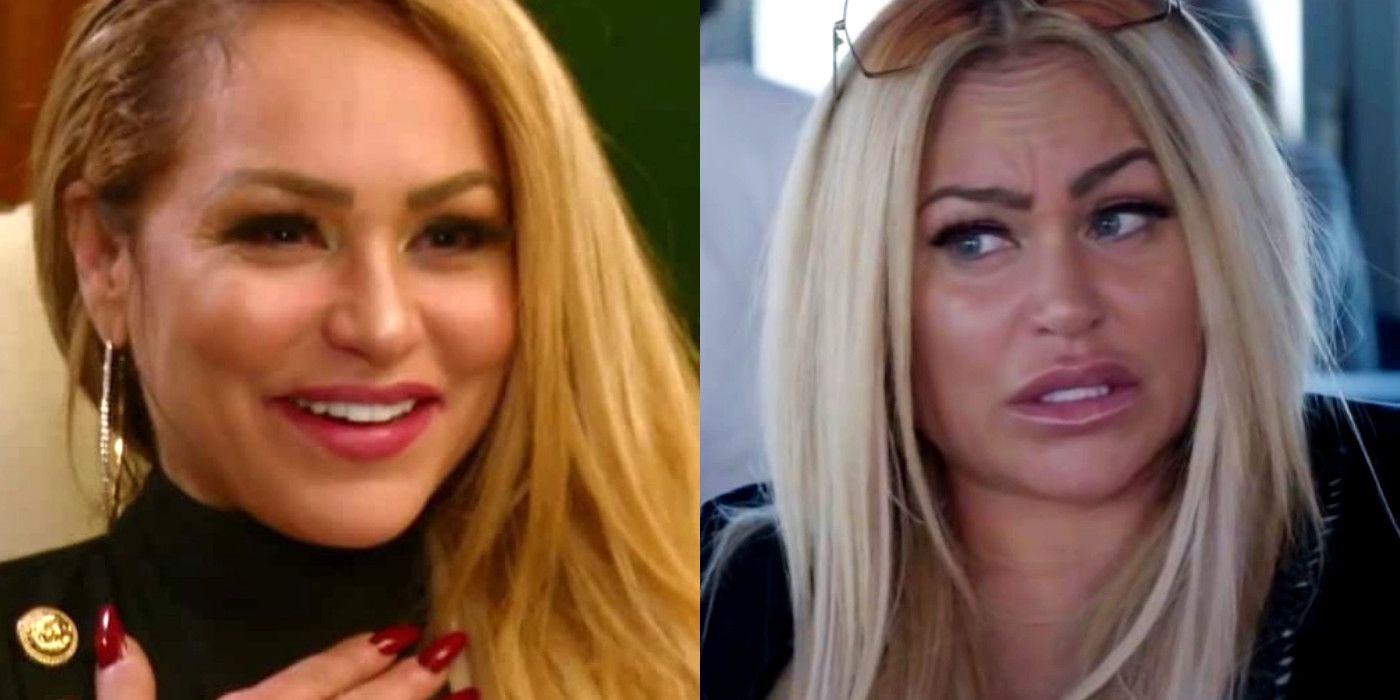 Split image: Darcey looking thrilled and Darcey looking perterbed on 90 Day Fiance