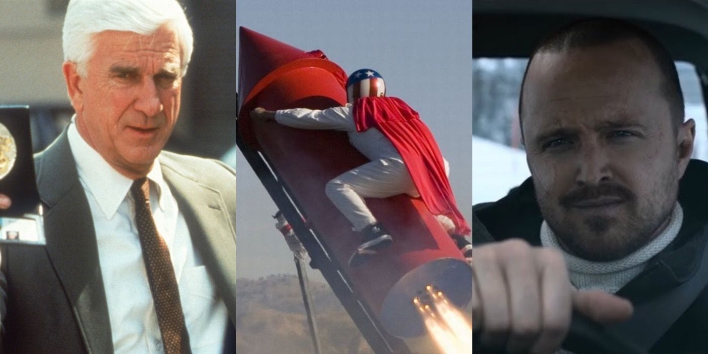 Split image of The Naked Gun, Jackass Number Two, and El Camino