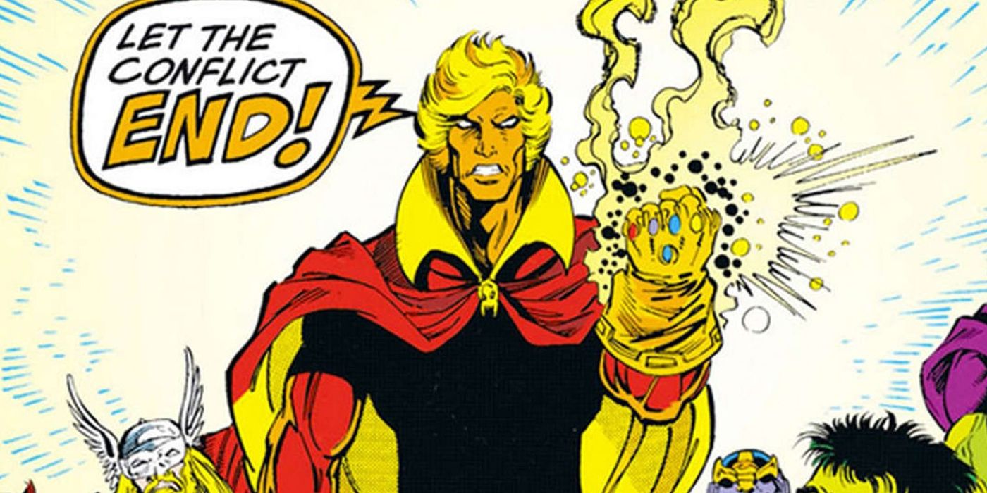 Adam Warlock weilds the Infinity Gauntlet