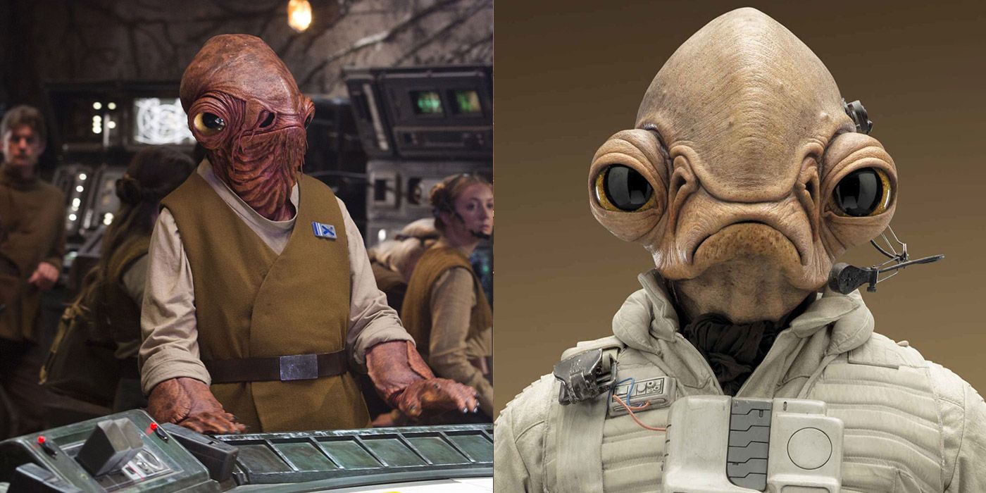 Split image of Admiral Ackbar and his son Aftab from The Force Awakens
