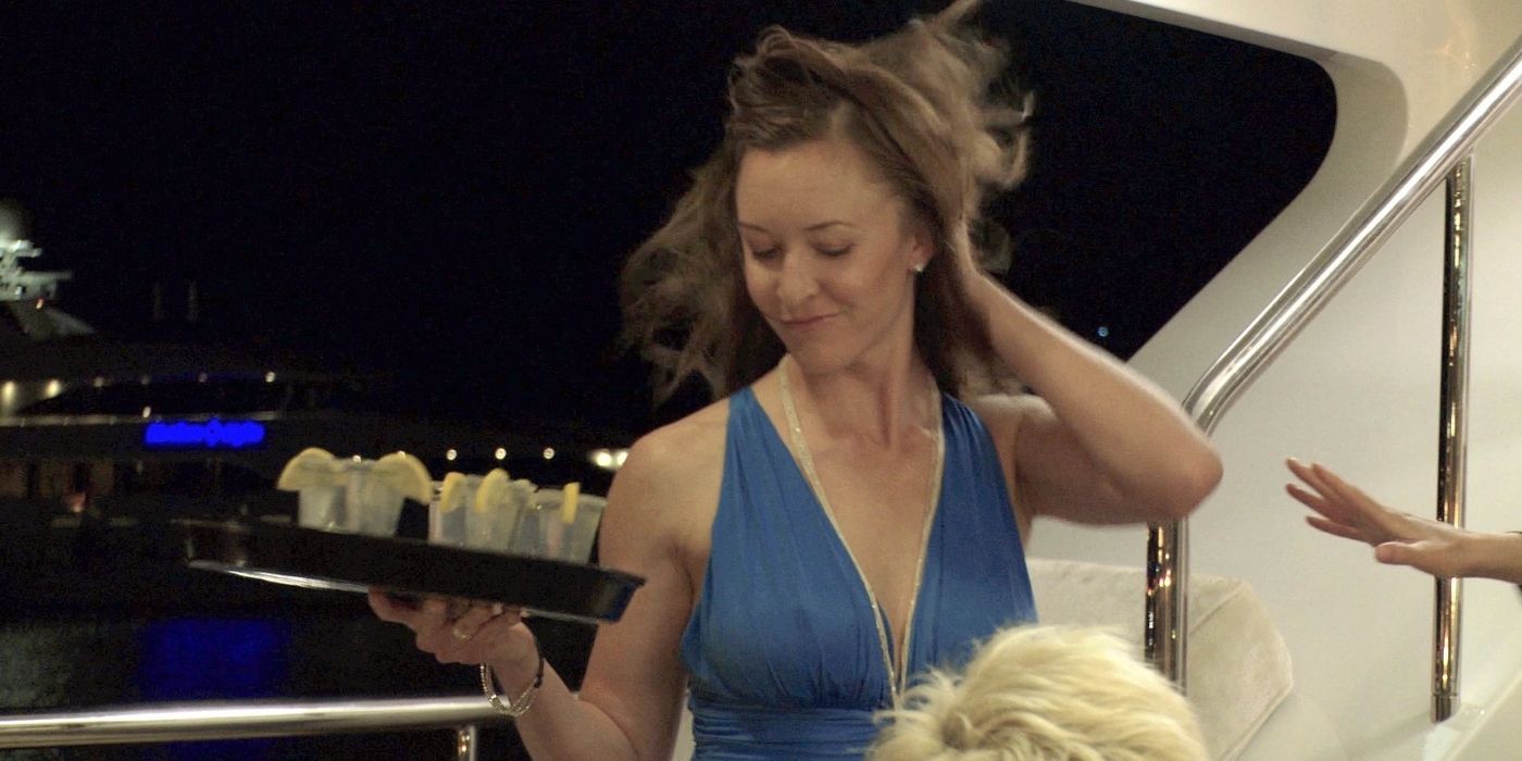 Adrienne carries shots of tequila on a night off on Below Deck