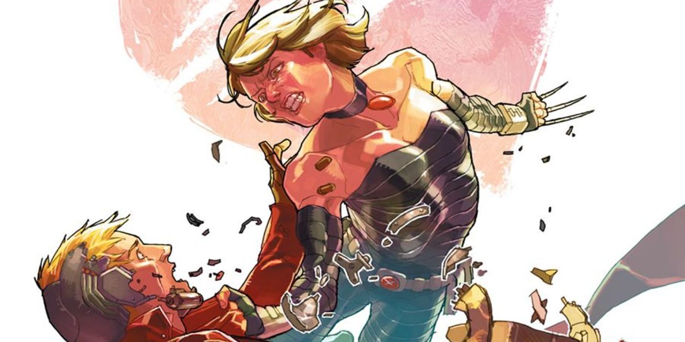 Age of Apocalypse Kitty Pryde atatcks Star Lord in Secret Wars comic.