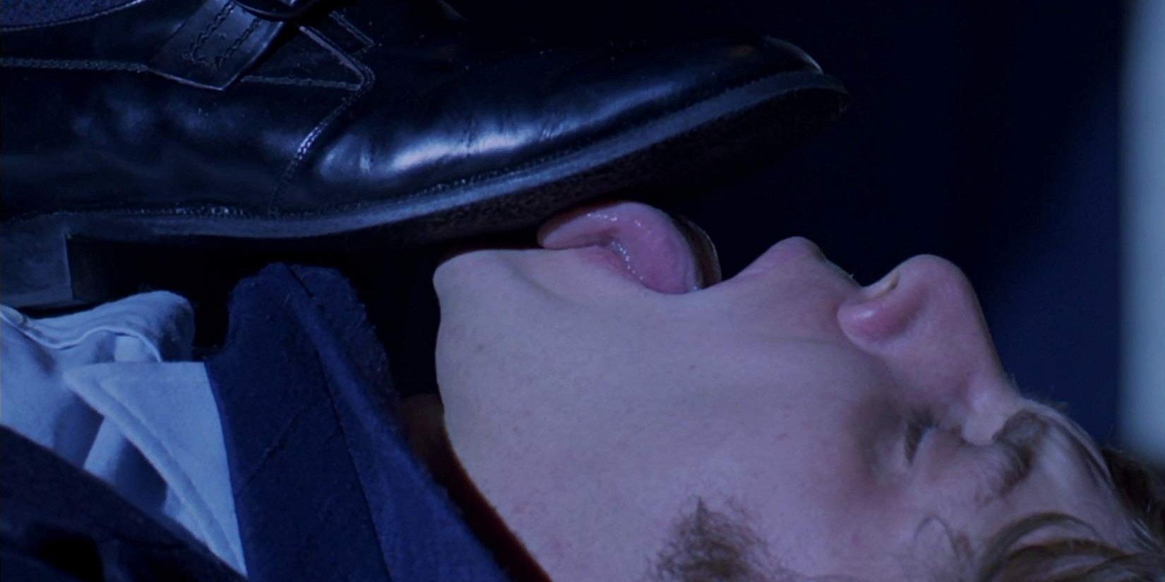 Alex licks a correction officer's boot in A Clockwork Orange