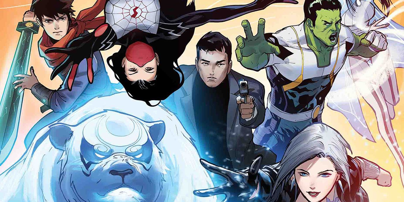 Amadeus Cho fighting alongside the Agents of Atlas in Marvel Comics.