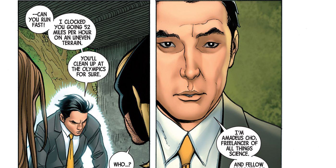 Amadeus Cho talking to Wolverine in the Savage Land.