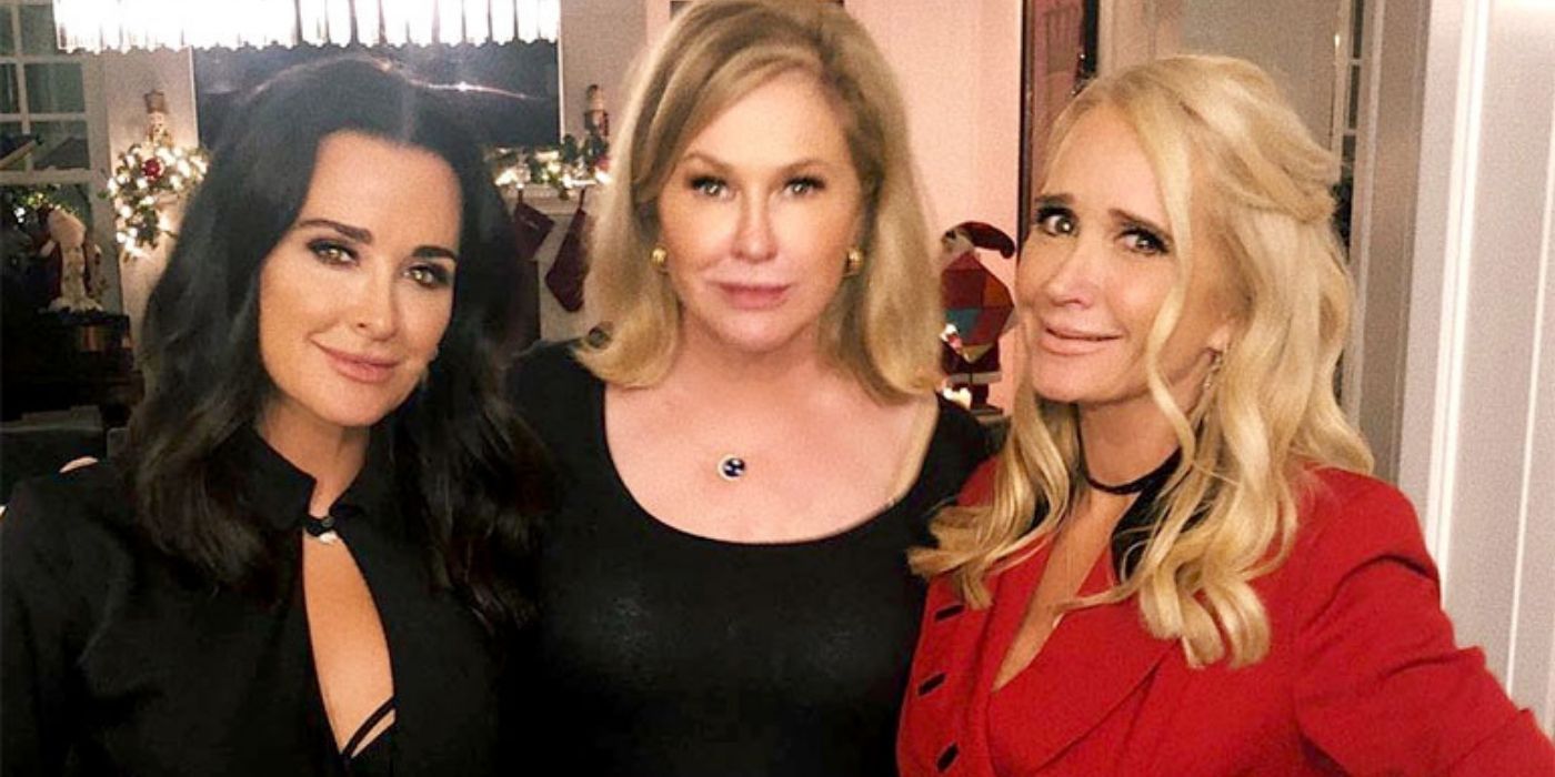 An image of Kim, Kyle, and Kathy all smiling for the camera from RHOBH