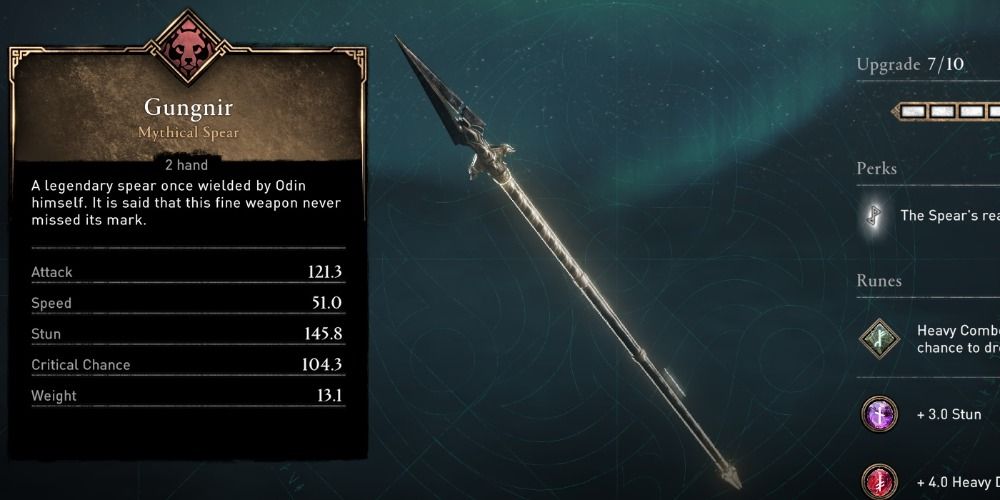 An image of the Gungnir spear in Assassin's Creed: Valhalla