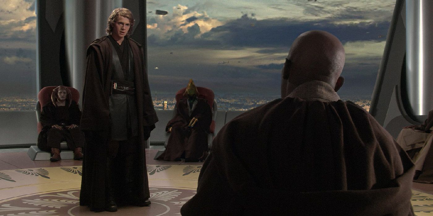 Anakin está irritado com o Conselho Jedi em Star Wars