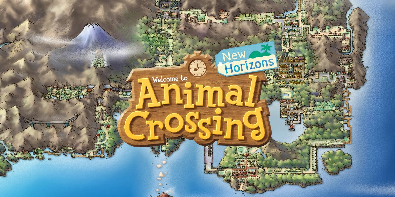 Animal Crossing logo over Pokémon's Kanto region art