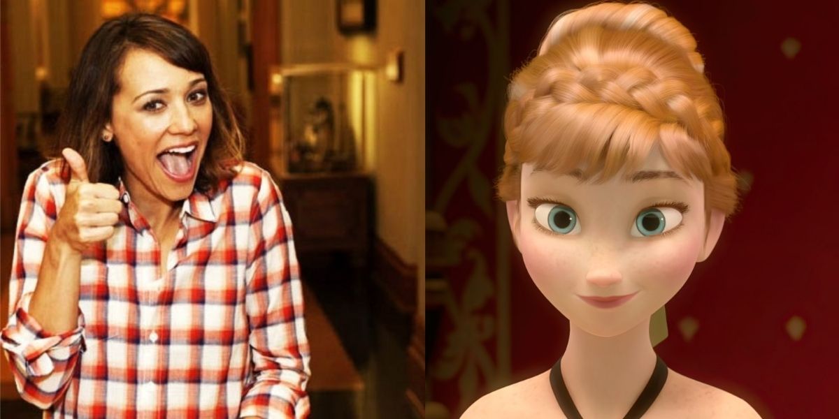 Split Image: Ann from Parks and Rec giving a thumbs up and Anna from Frozen smiling
