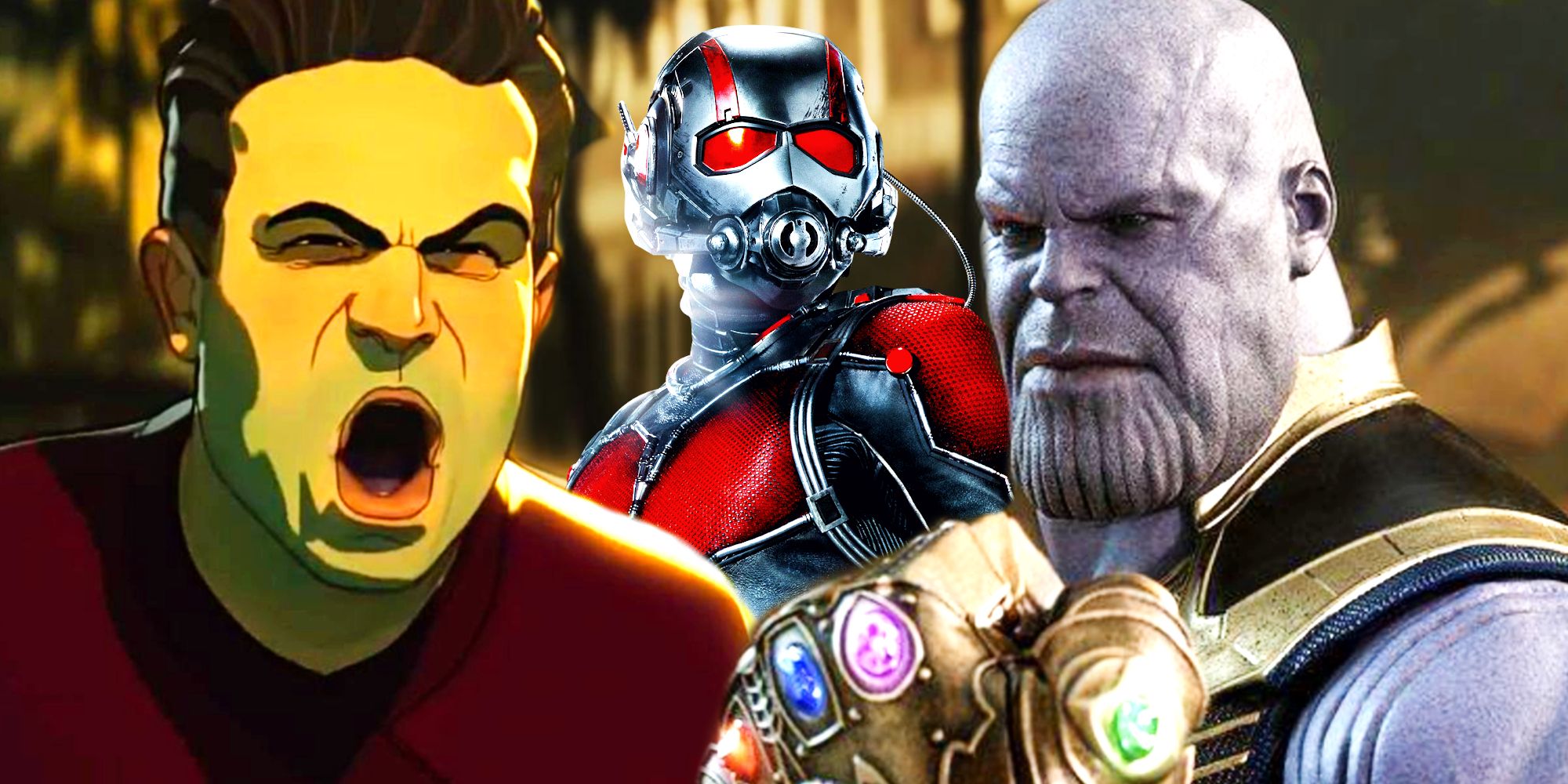 Ant-Man, Thanos, and Bruce Banner in What If