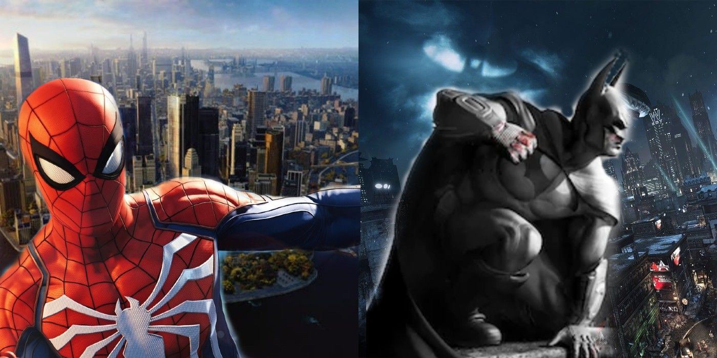Spider-Man and Batman protecting their cities in their games