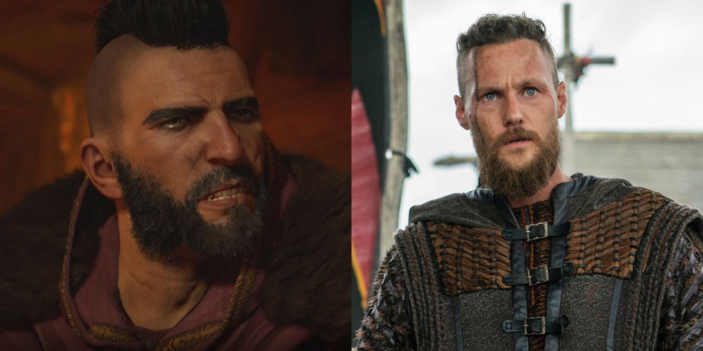 Split Image Of Assassin's Creed Valhalla Ubba and Ubbe From Vikings