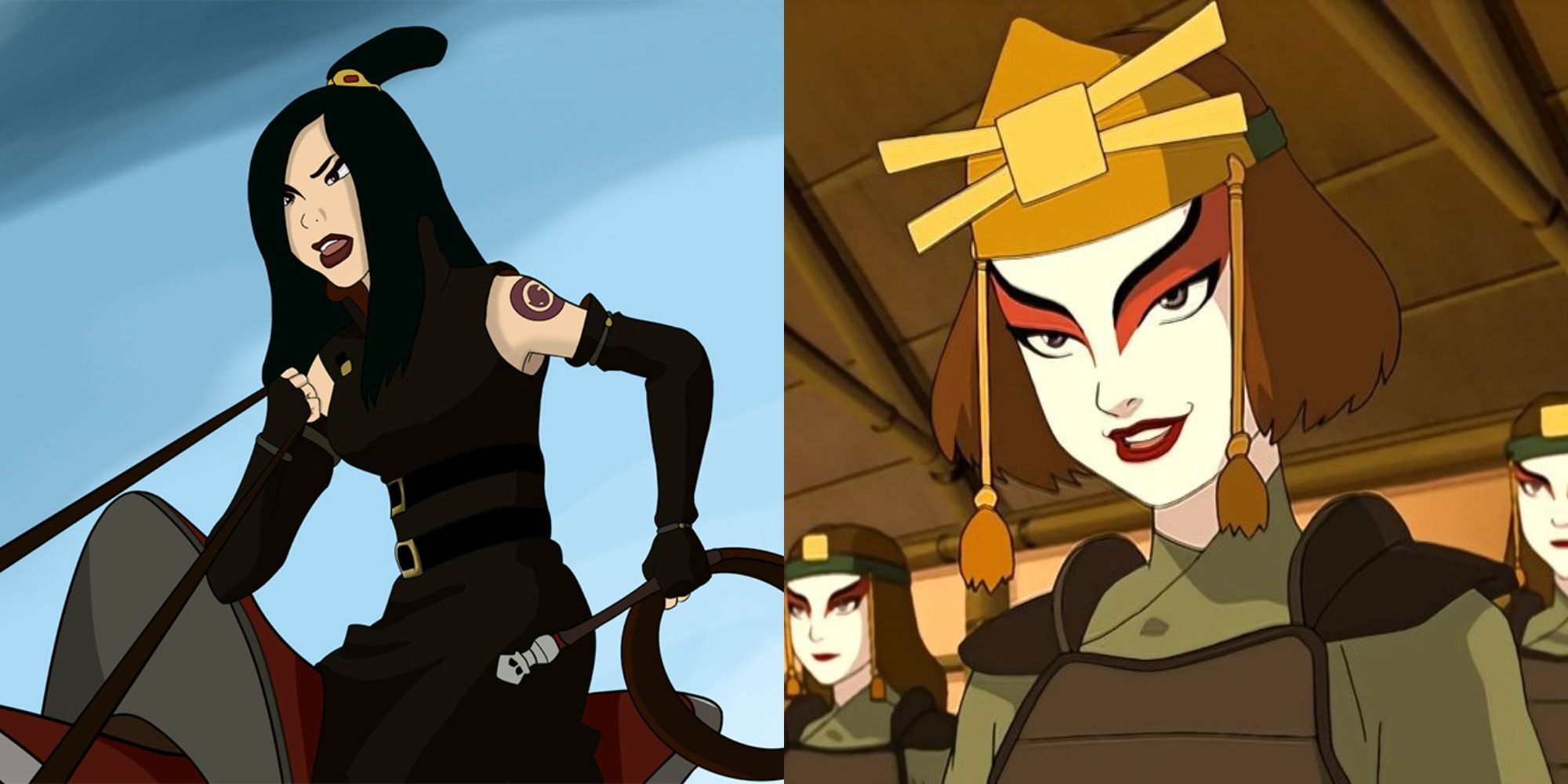 Split image of June and Suki from Avatar The Last Airbender.