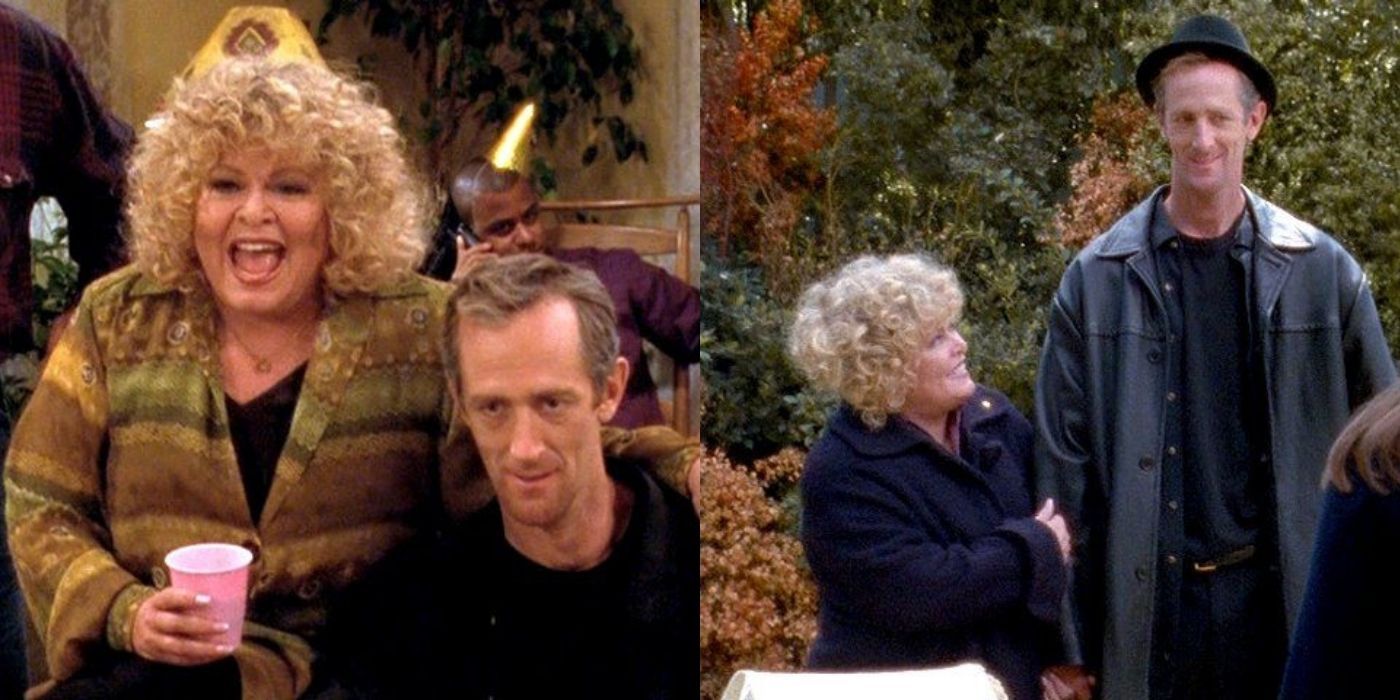 Split image of Babette and Morey sitting and walking on Gilmore Girls