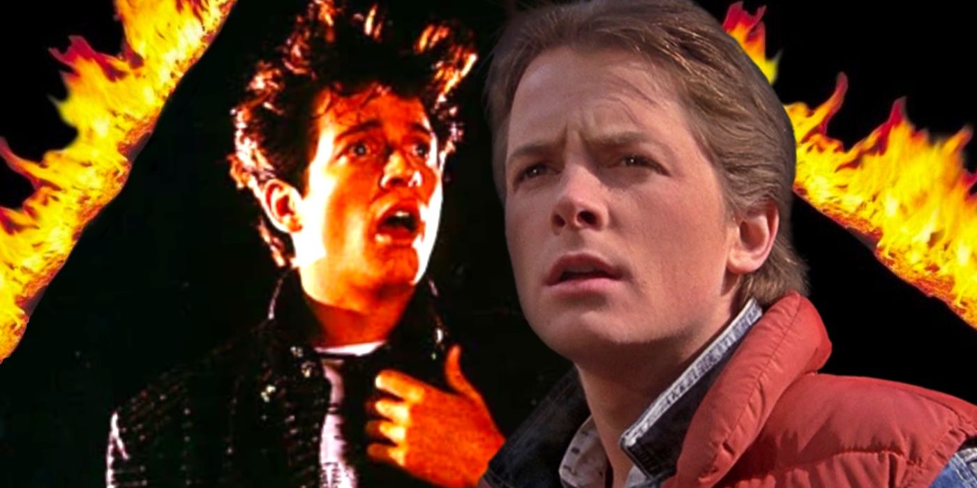 Eric Stoltz and Michael J. Fox as Marty McFly in Back to the Future