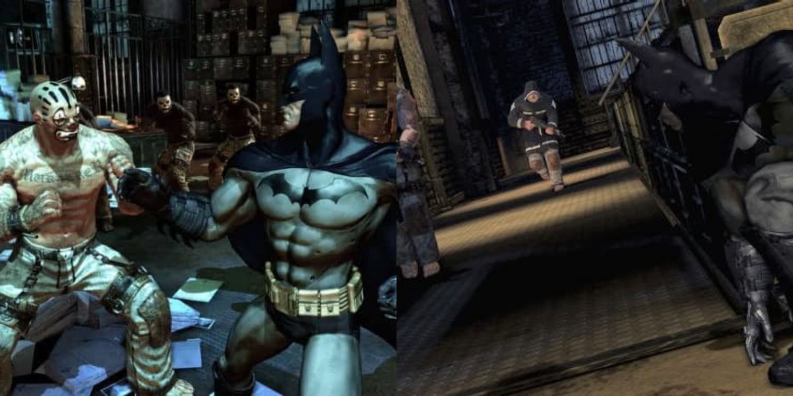 Batman in freeflow and stealth combat in Arkham Asylum