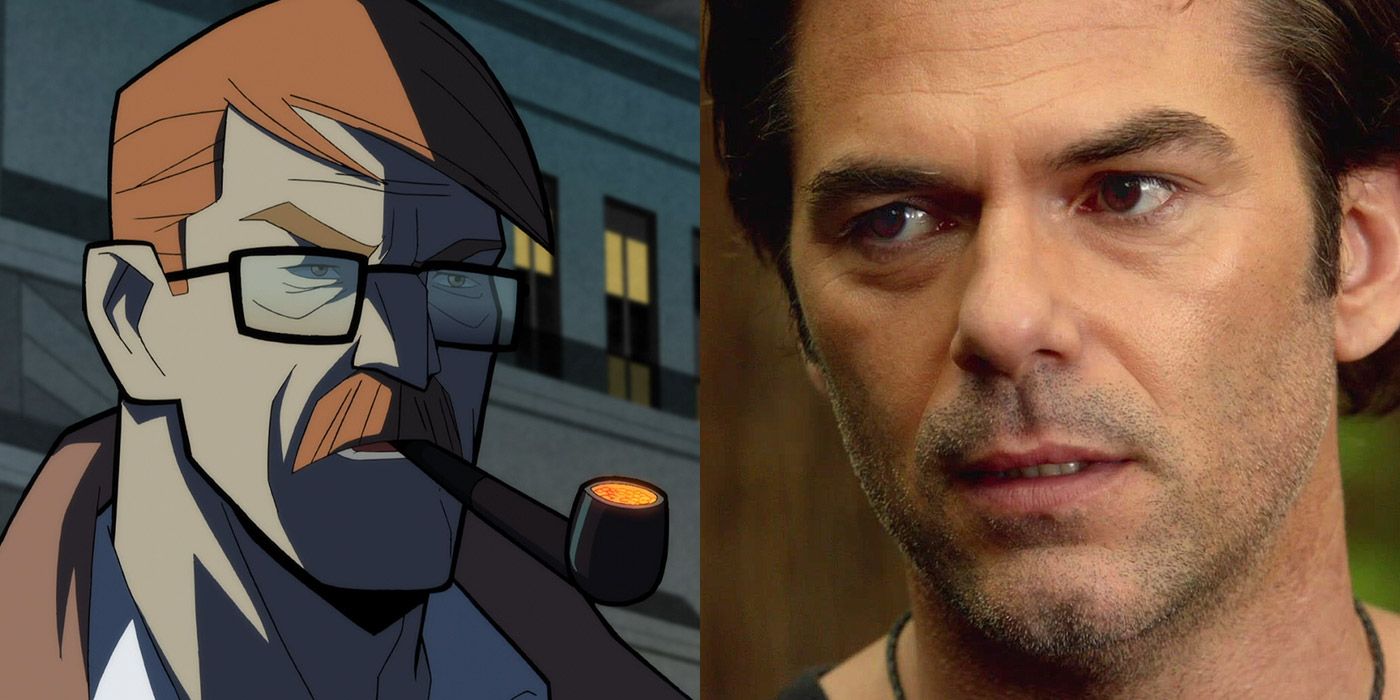 Split image of Commissioner Gordon and Billy Burke from Batman: The Long Halloween