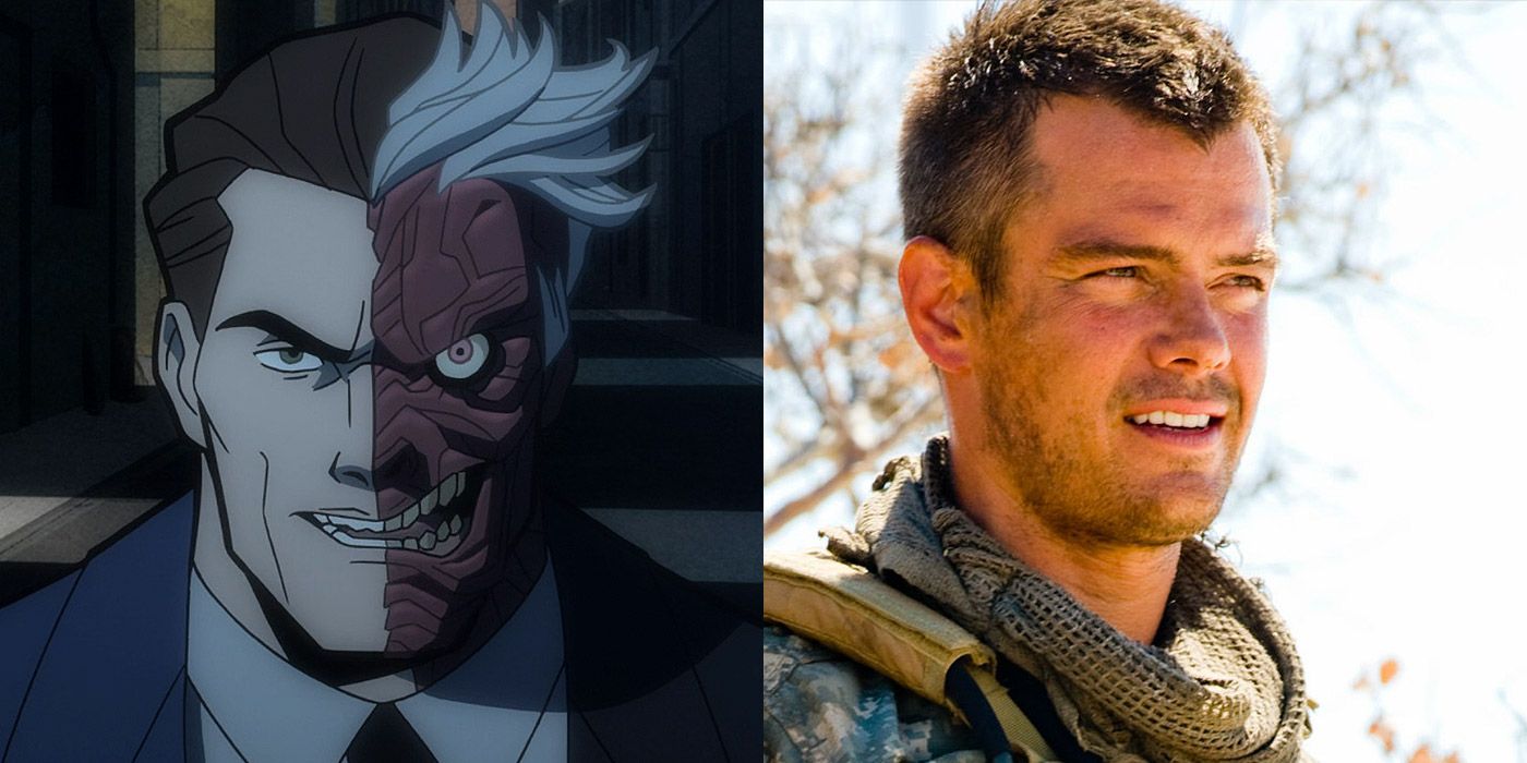 Split image of Two-Face and Josh Duhamel from Batman: The Long Halloween