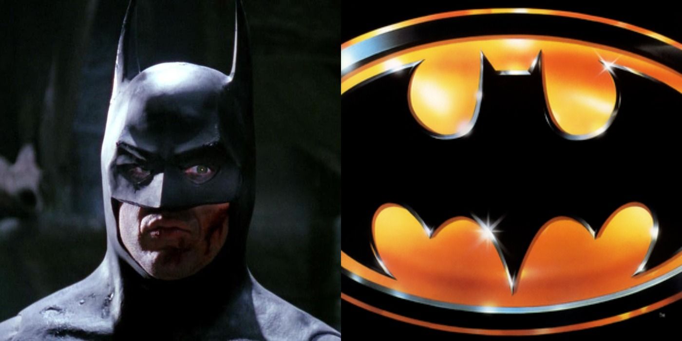 Split image showing Batman and the cover to the 1989 movie soundtrack