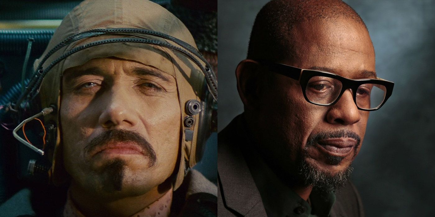 Split image of Gaff from Blade Runner, and Forest Whitaker