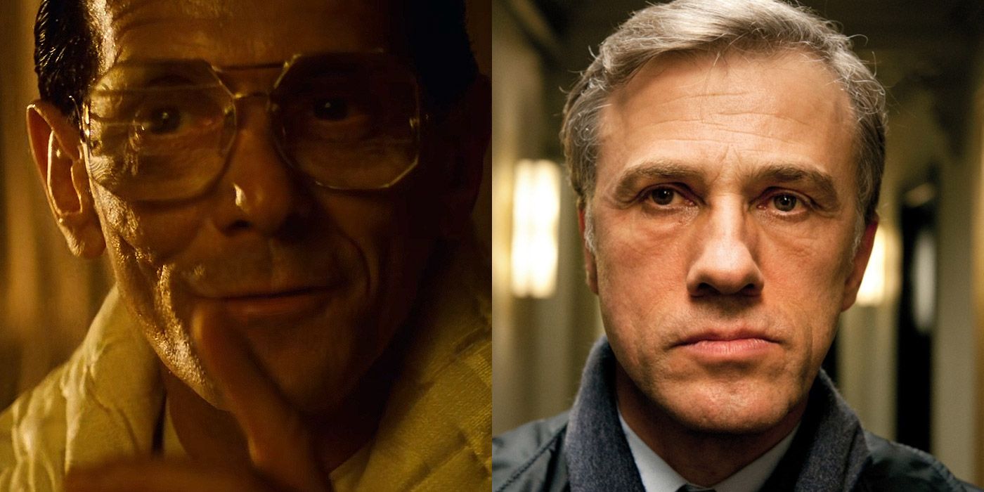 Split image of Eldon Tyrell from Blade Runner, and Christoph Waltz