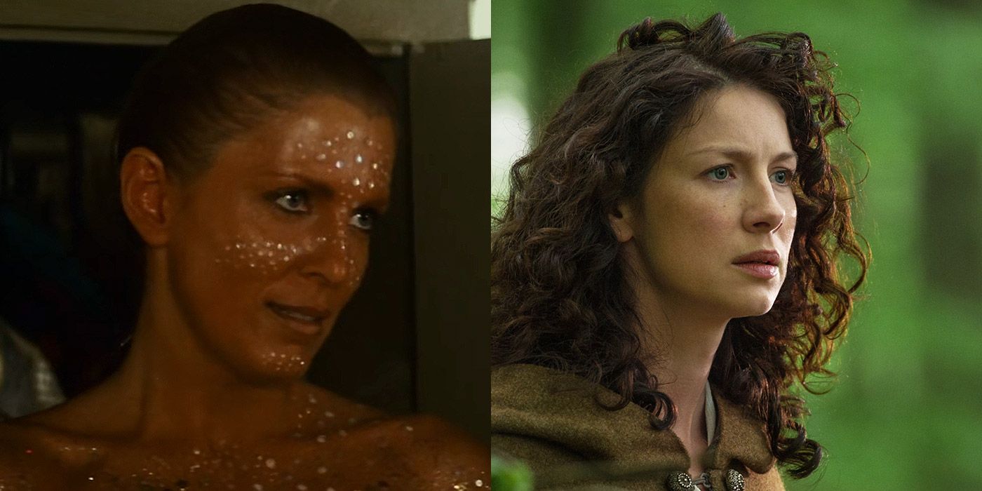 Split image of Zhora from Blade Runner, and Caitriona Balfe