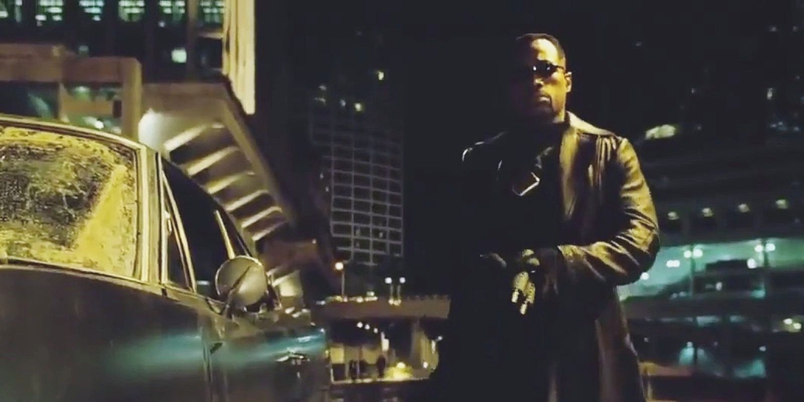 Blade standing beside his car in Blade Trinity