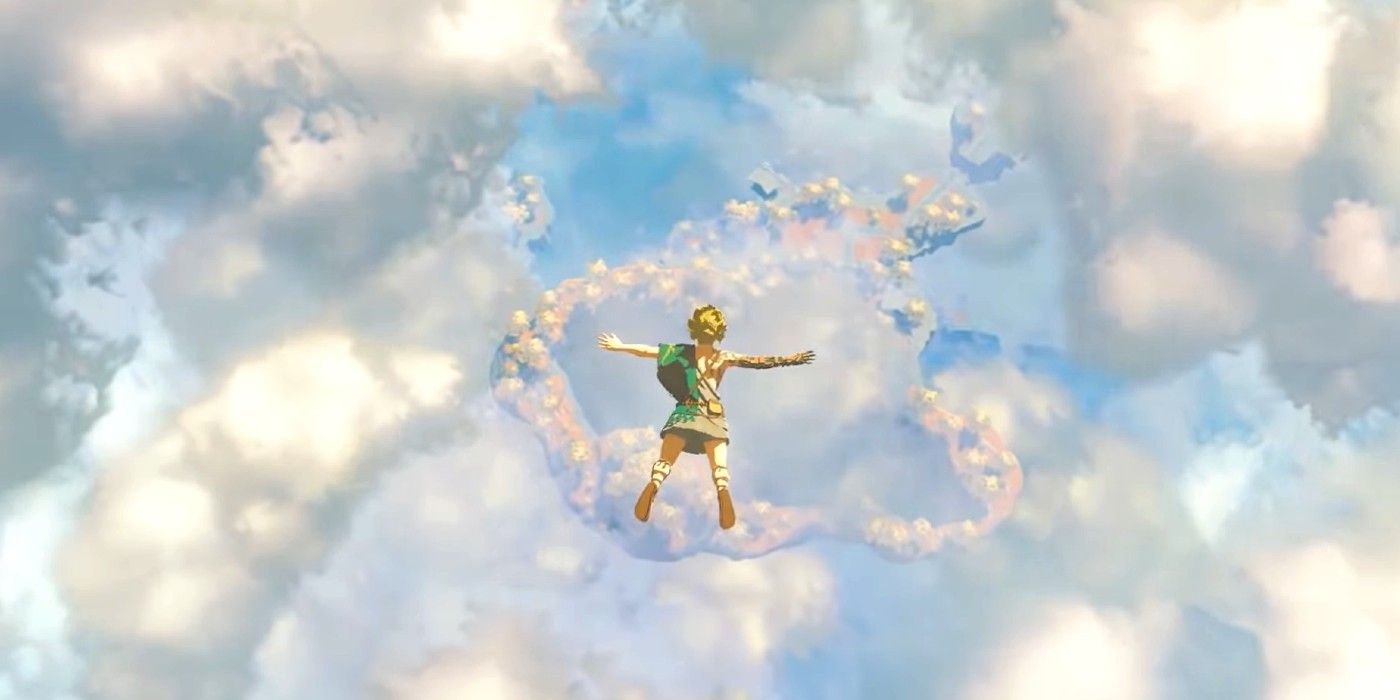 Link freefalling through the clouds in the trailer for Breath of the Wild 2.