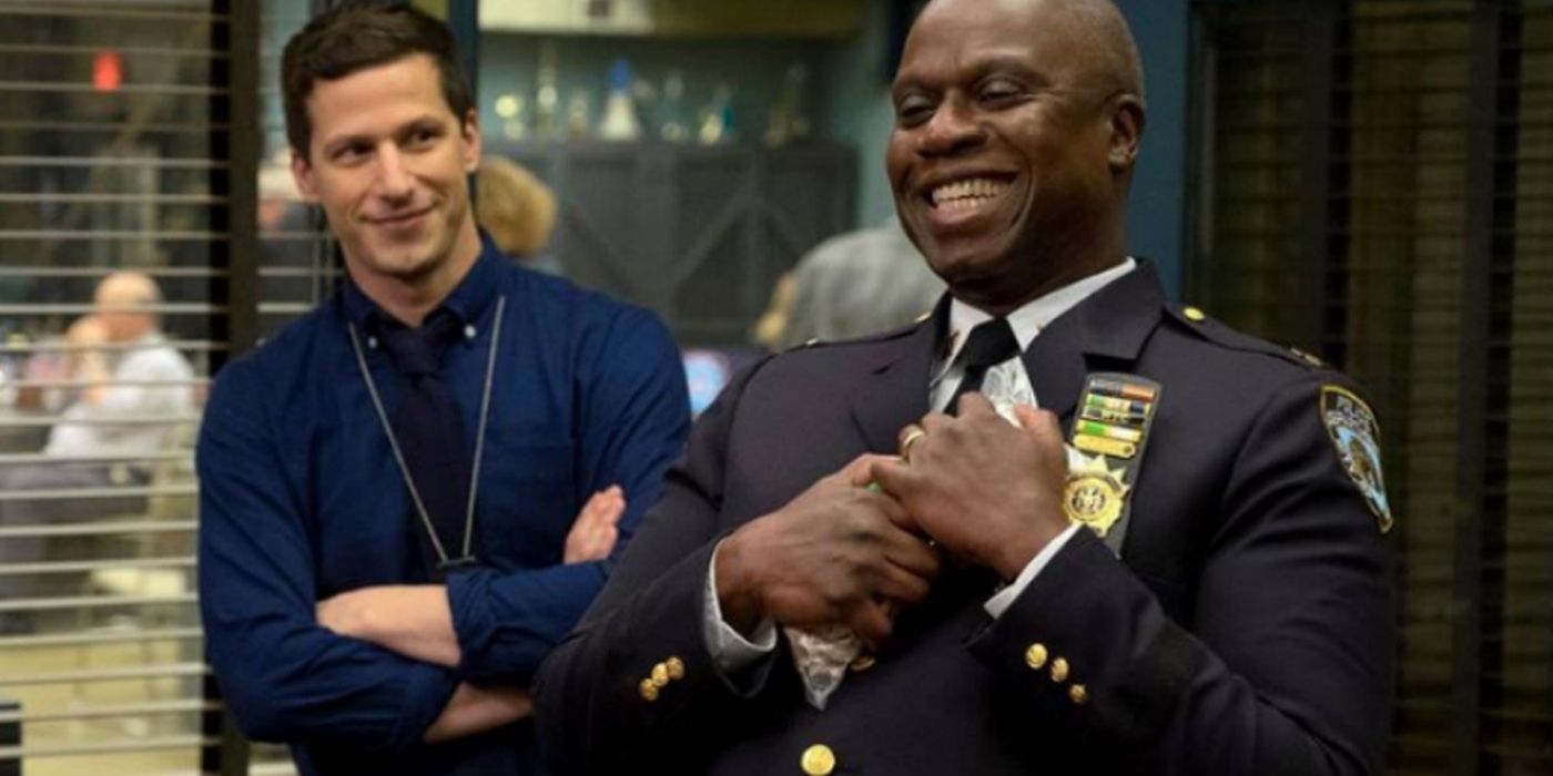 Jake and Holt laughing in Brooklyn Nine-Nine