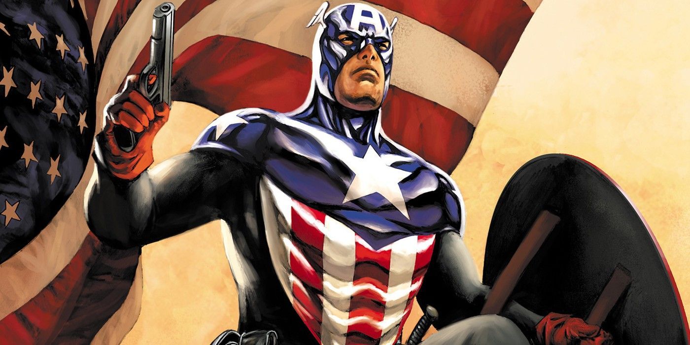 Bucky Barnes, anteriormente O Soldado Invernal, assume o papel de Capitão América.  na Marvel Comics.