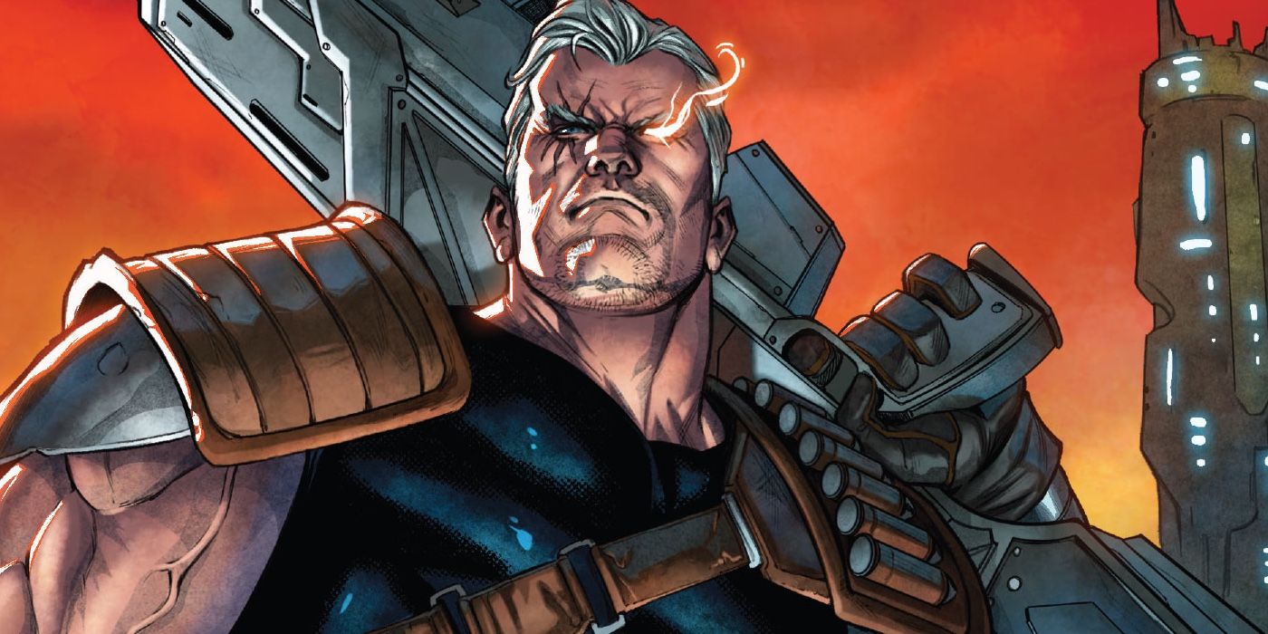 Cable standing with his gun at ready