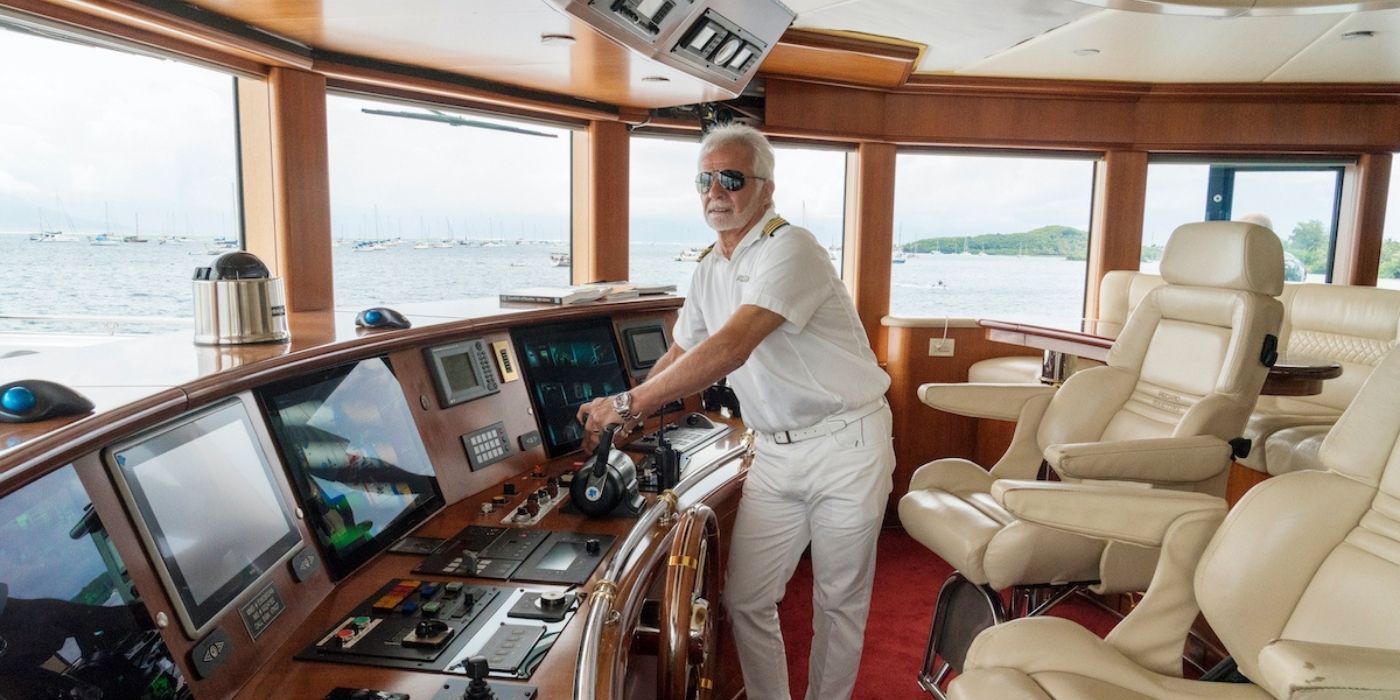 Captain Lee stearing the ship on Below Deck
