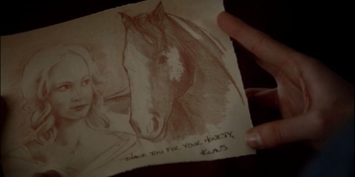 O desenho de Klaus de Caroline em The Vampire Diaries.