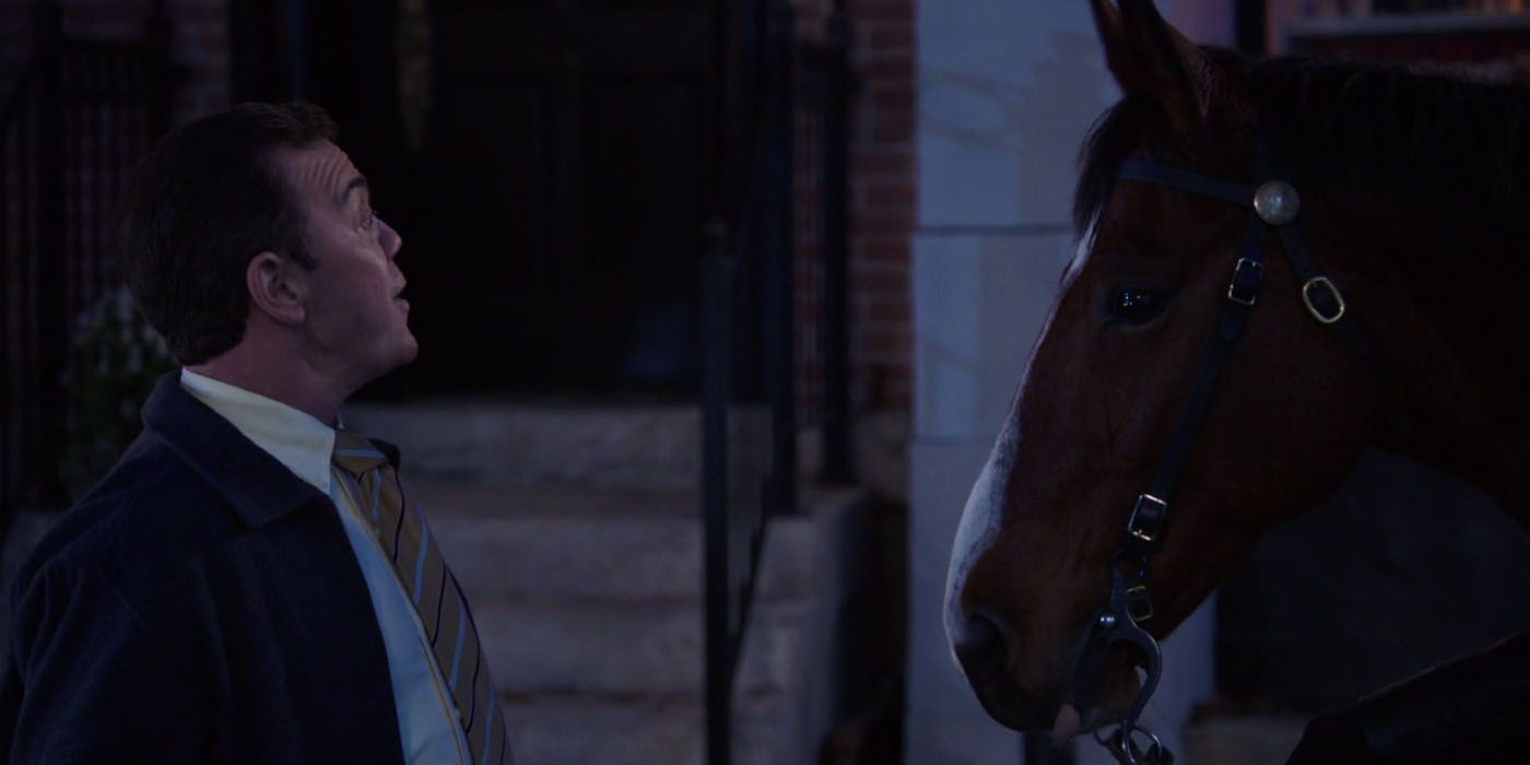 Charles talks to Sergeant Peanut Butter the horse in Brooklyn Nine-Nine