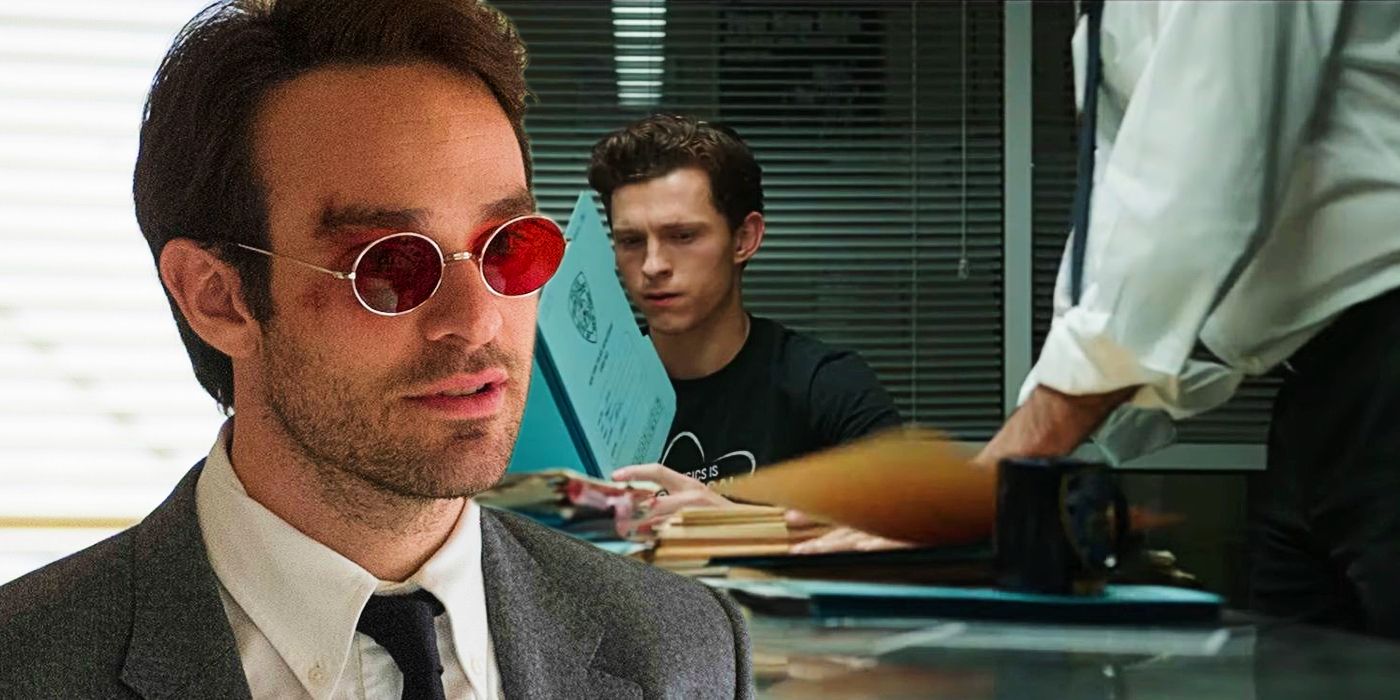 Charlie Cox as Daredevil and Tom Holland as Peter Parker in Spider-Man No Way Home
