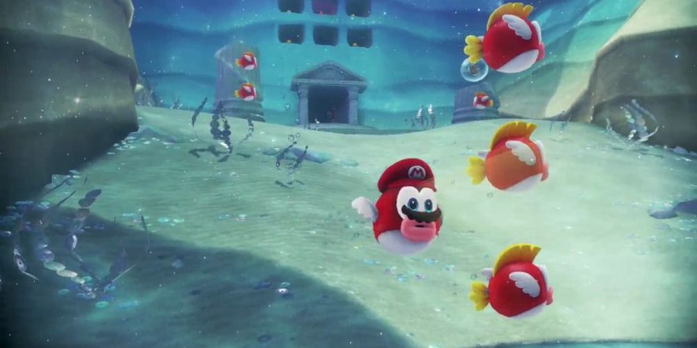 Cheep Cheep swimming in Super Mario Odyssey