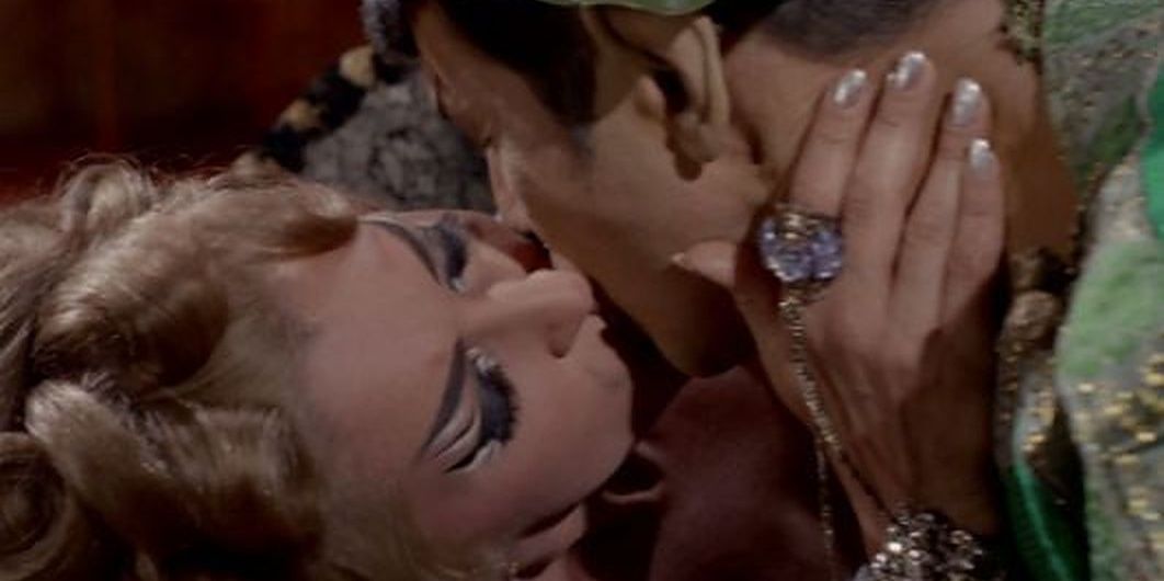 Christine Chapel and Spock kiss in Star Trek TOS